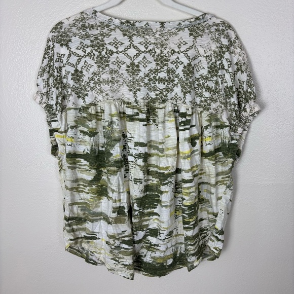 Anthropologie Pilcro Women's Tee Size M Oversized Ruched Henley Green Cotton - Picture 8 of 10